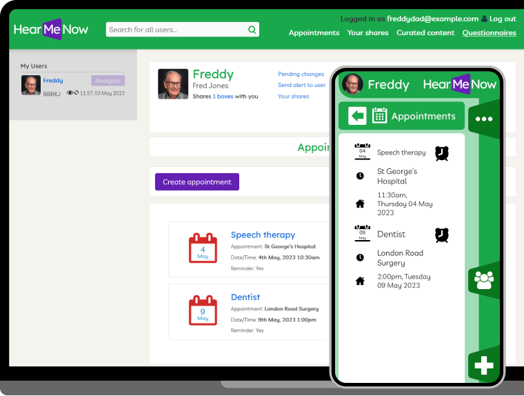 Appointments screenshots